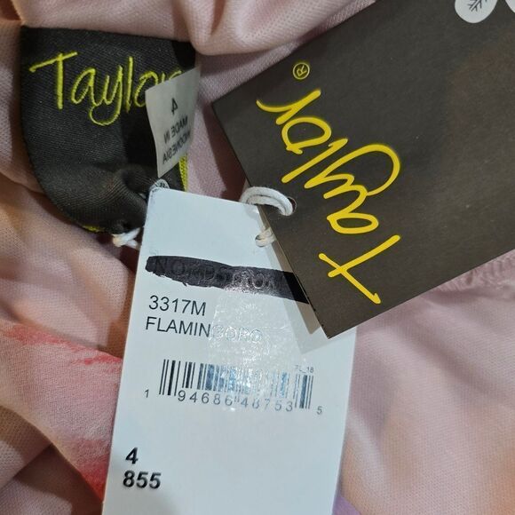 Taylor Floral-Print Faux-Wrap Fit & Flare Dress NWT size 4 Pink - Picture 5 of 5